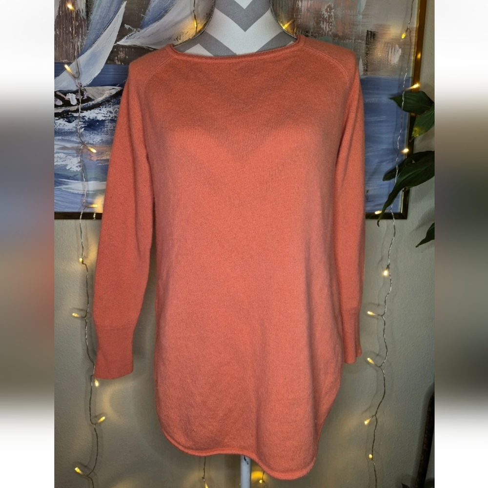 Halogen Cashmere Wool Womens Pullover Coral Sweater